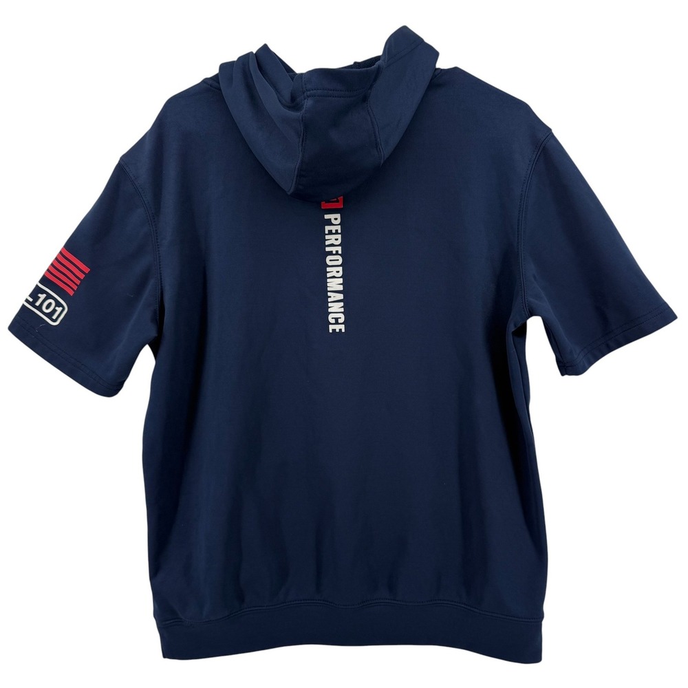 Baseball 101 Apparel Mens S BSBL SZN Short Sleeve Hoodie Navy Blue Performance - Picture 2 of 8
